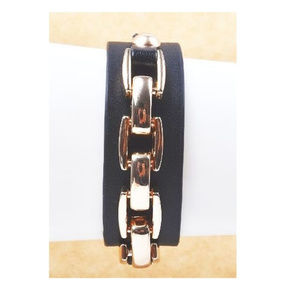 Leather & Metal Chain Bracelet